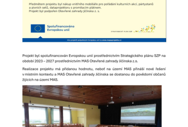 Údrnice - nákup mobiliáře pro pořádání kulturních a vzdělávacích akcí